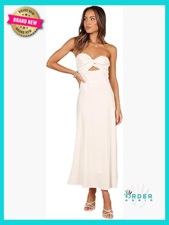 Dresses & Skirts - Rosetta Midi Dress Strapless Sweetheart Twist Knot Cut Out Back Shirred